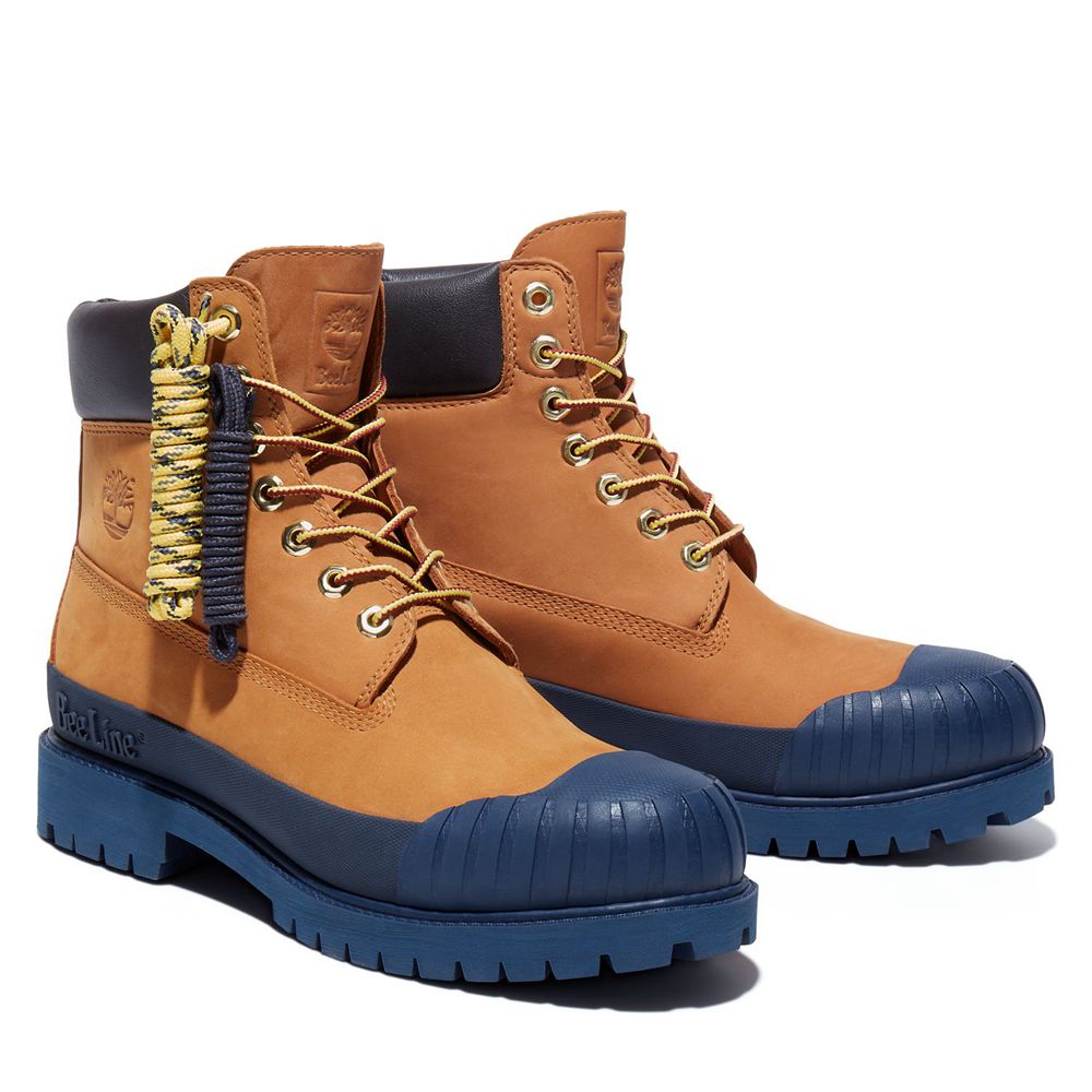 Botas Masculino - Timberland 6-Inch Bee Line X Impermeavel Rubber Toe - NLITV3761 - Marrom/Azul Mari